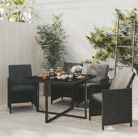 Set da Pranzo da Giardino 5 pz con Cuscini in Polyrattan Nero 3095504