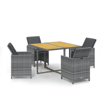 Set da Pranzo da Giardino 5 pz con Cuscini in Polyrattan Grigio 3095524