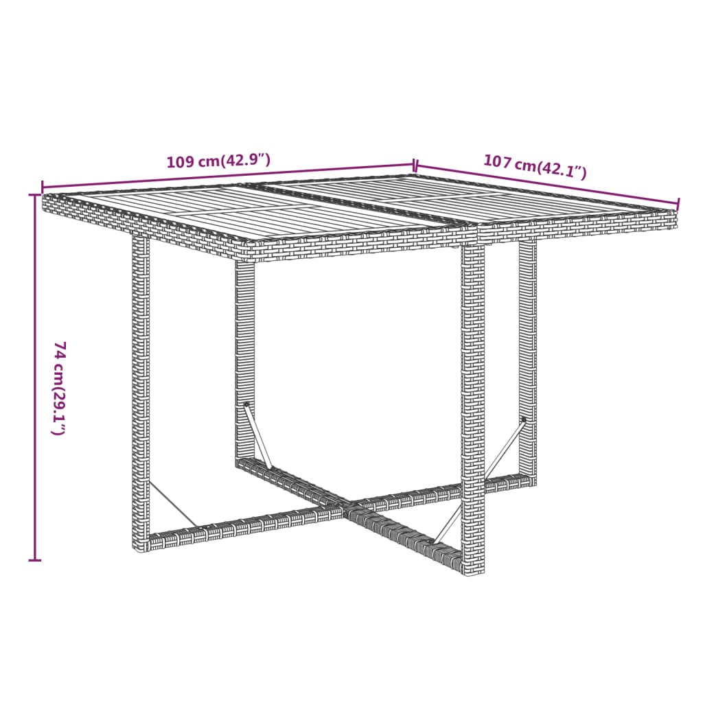 Set da Pranzo da Giardino 5 pz con Cuscini in Polyrattan Grigio 3095524