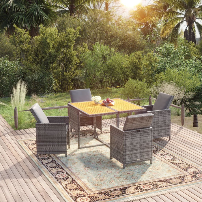 Set da Pranzo da Giardino 5 pz con Cuscini in Polyrattan Grigio 3095524