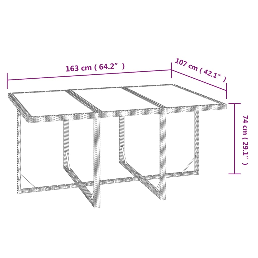 Set da Pranzo da Giardino 7 pz con Cuscini in Polyrattan Nero cod mxl 42576