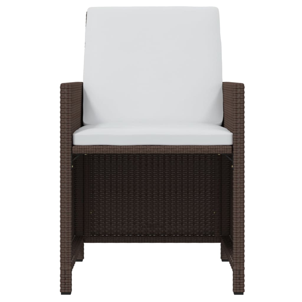 Set da Pranzo da Giardino 7 pz con Cuscini Polyrattan Marrone 3095539