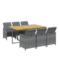 Set da Pranzo da Giardino 7 pz con Cuscini in Polyrattan Grigio 3095551