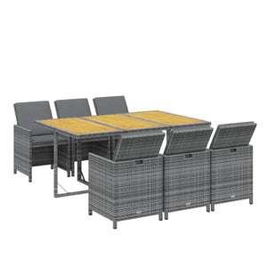 Set da Pranzo da Giardino 7 pz con Cuscini in Polyrattan Grigio 3095551
