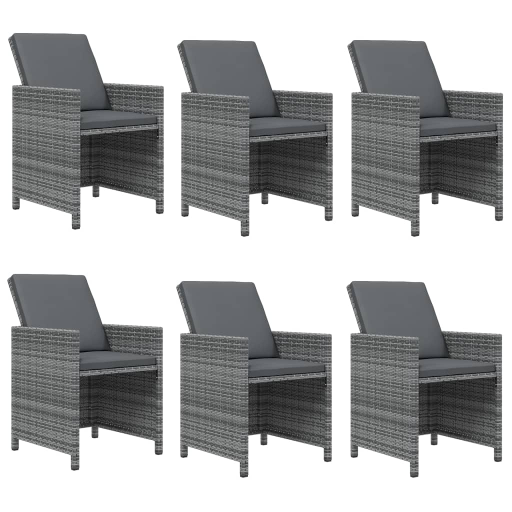 Set da Pranzo da Giardino 7 pz con Cuscini in Polyrattan Grigio 3095551