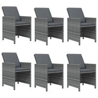 Set da Pranzo da Giardino 7 pz con Cuscini in Polyrattan Grigio 3095551