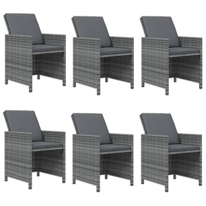 Set da Pranzo da Giardino 7 pz con Cuscini in Polyrattan Grigio 3095551