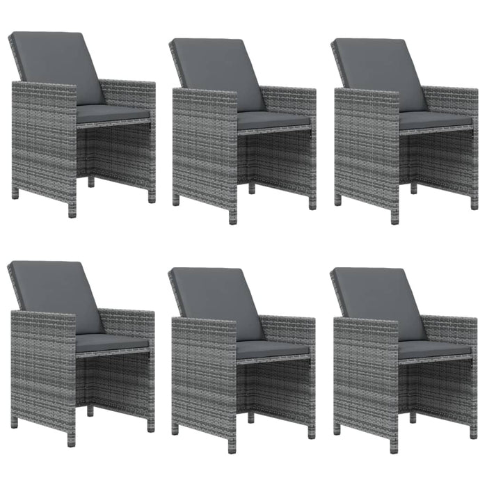 Set da Pranzo da Giardino 7 pz con Cuscini in Polyrattan Grigio 3095551