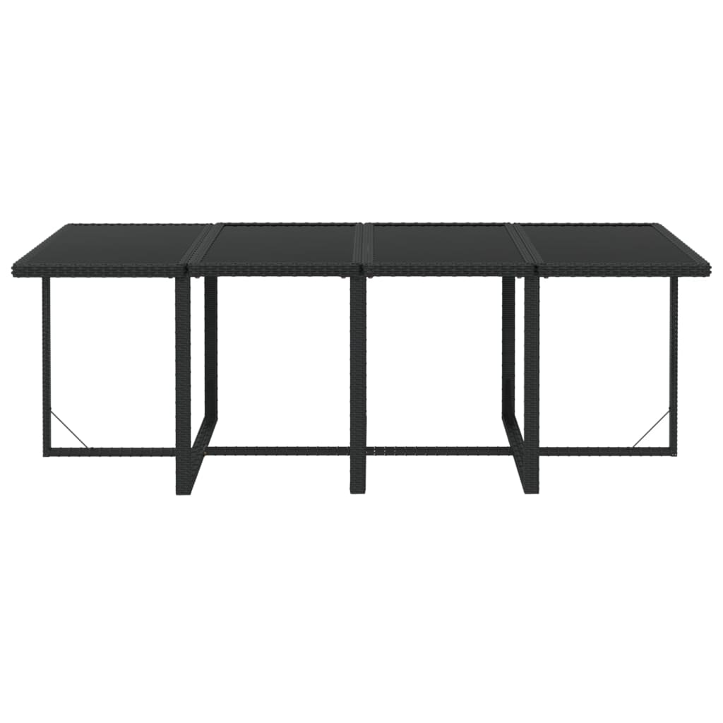 Set da Pranzo da Giardino 9 pz con Cuscini Nero in Polyrattan 3095557