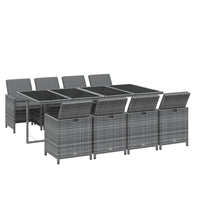Set da Pranzo per Giardino 9pz con Cuscini in Polyrattan Grigio cod mxl 38605