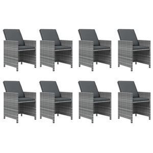 Set da Pranzo per Giardino 9pz con Cuscini in Polyrattan Grigio cod mxl 38605