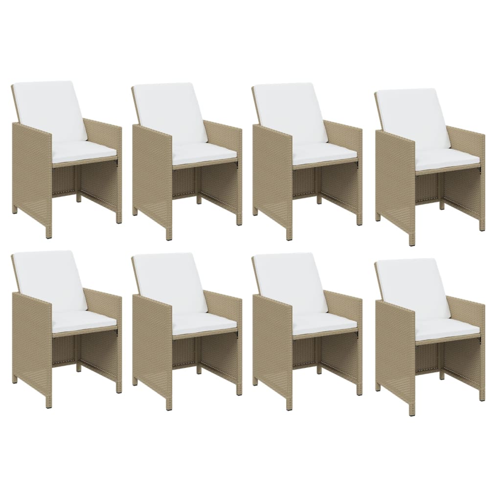 Set da Pranzo da Giardino 9 pz con Cuscini in Polyrattan Beige 3095569