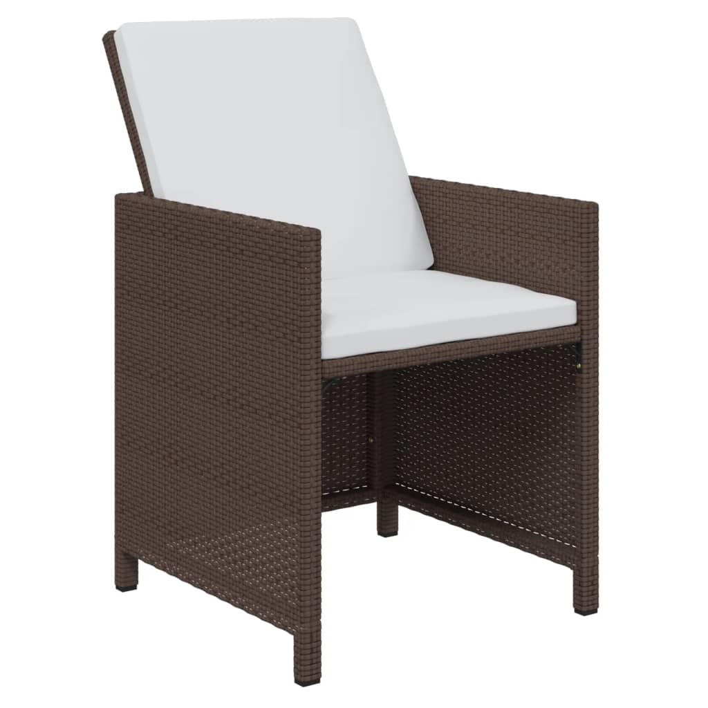 Set da Pranzo da Giardino 11 pz con Cuscini Polyrattan Marrone 3095593