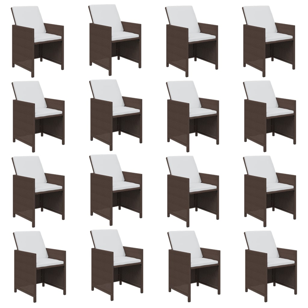 Set da Pranzo per Giardino 17 pz con Cuscini Polyrattan Marrone 3095621