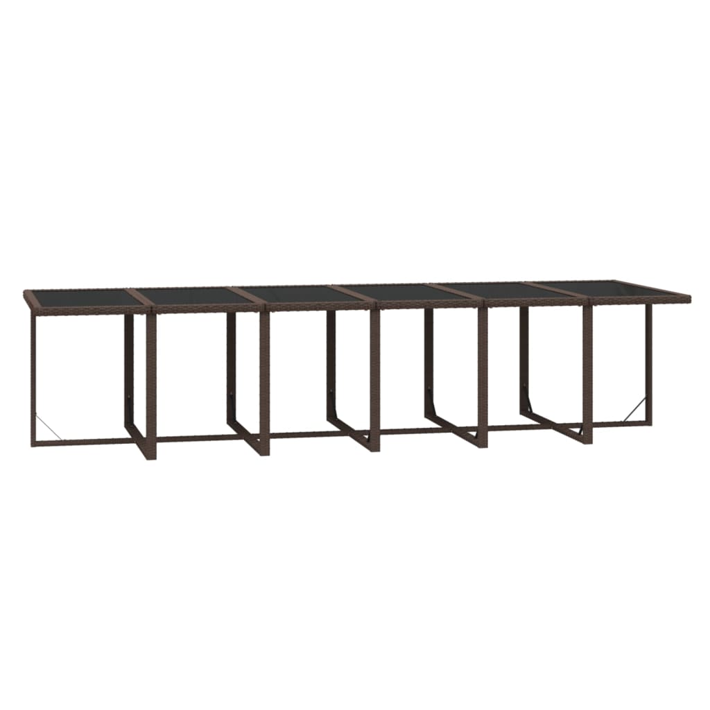 Set da Pranzo per Giardino 17 pz con Cuscini Polyrattan Marrone 3095621