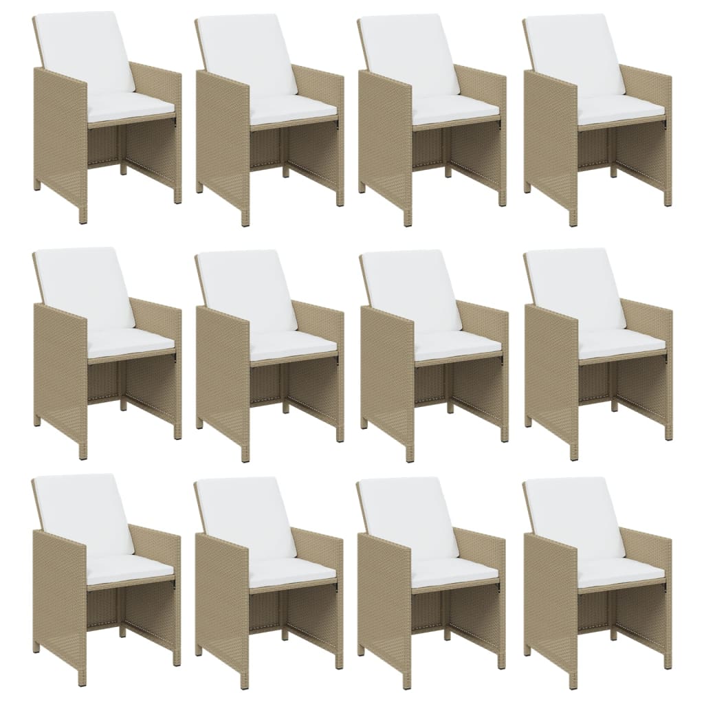 Set da Pranzo da Giardino 13 pz con Cuscini in Polyrattan Beige 3095623