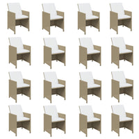 Set da Pranzo per Giardino 17pz con Cuscini in Polyrattan Beige 3095624
