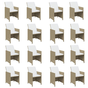 Set da Pranzo per Giardino 17pz con Cuscini in Polyrattan Beige 3095624
