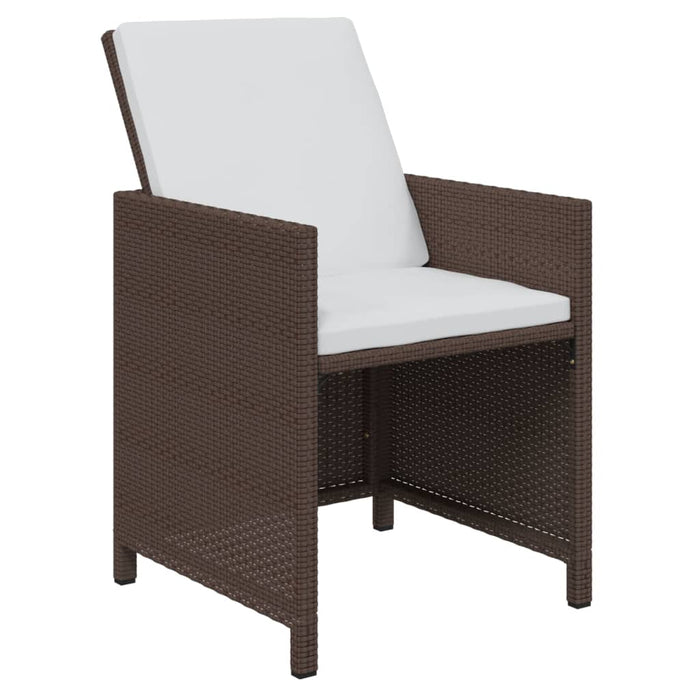 Set da Pranzo per Giardino 19 pz con Cuscini Polyrattan Marrone 3095649