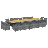 Set da Pranzo per Giardino 19 pz con Cuscini Polyrattan Grigio 3095660
