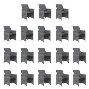 Set da Pranzo per Giardino 19 pz con Cuscini Polyrattan Grigio 3095660