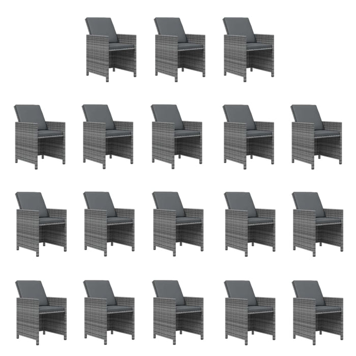 Set da Pranzo per Giardino 19 pz con Cuscini Polyrattan Grigio 3095660