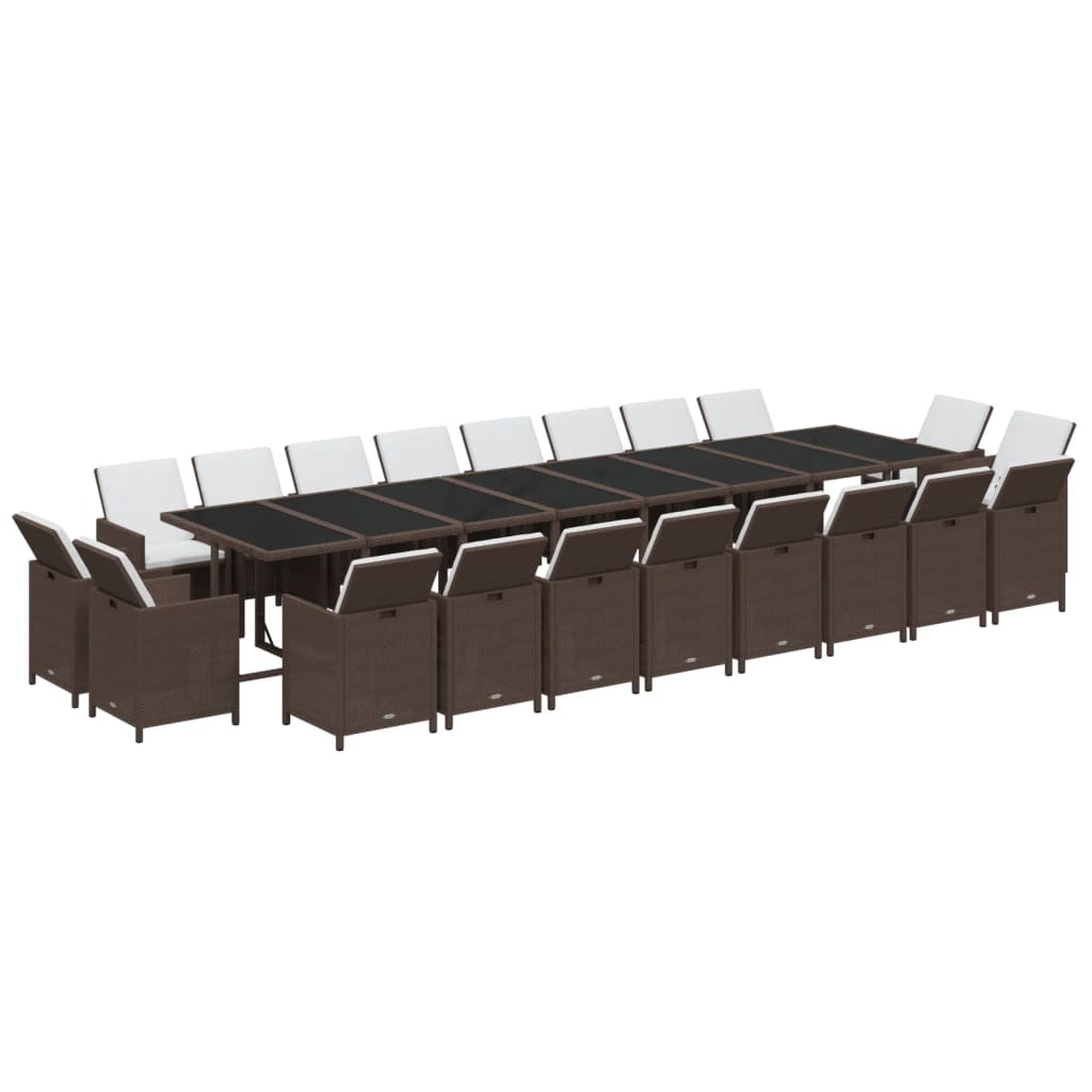 Set da Pranzo per Giardino 21pz con Cuscini Polyrattan Marrone 3095675