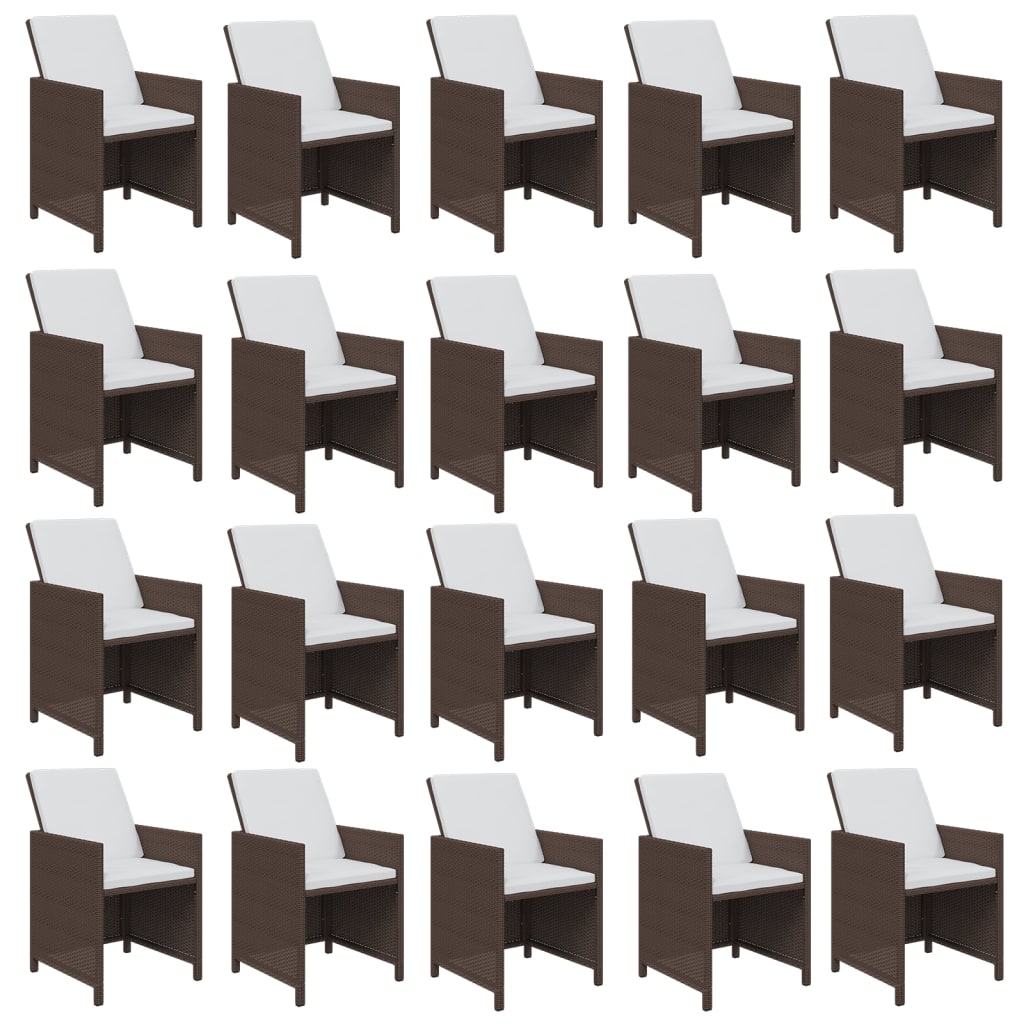 Set da Pranzo per Giardino 21pz con Cuscini Polyrattan Marrone 3095675