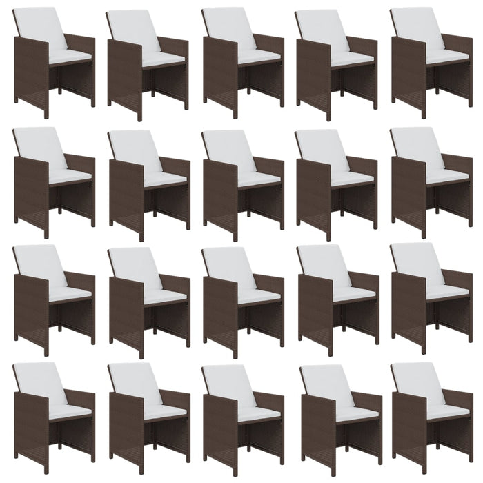 Set da Pranzo per Giardino 21pz con Cuscini Polyrattan Marrone 3095675