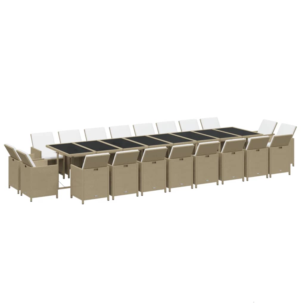 Set da Pranzo per Giardino 21pz con Cuscini in Polyrattan Beige 3095678