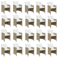 Set da Pranzo per Giardino 21pz con Cuscini in Polyrattan Beige 3095678