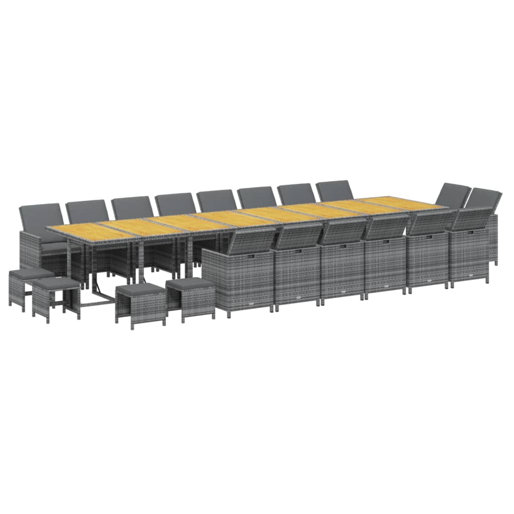 Set da Pranzo per Giardino 21 pz con Cuscini Polyrattan Grigio 3095688