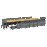 Set da Pranzo per Giardino 21 pz con Cuscini Polyrattan Grigio 3095688