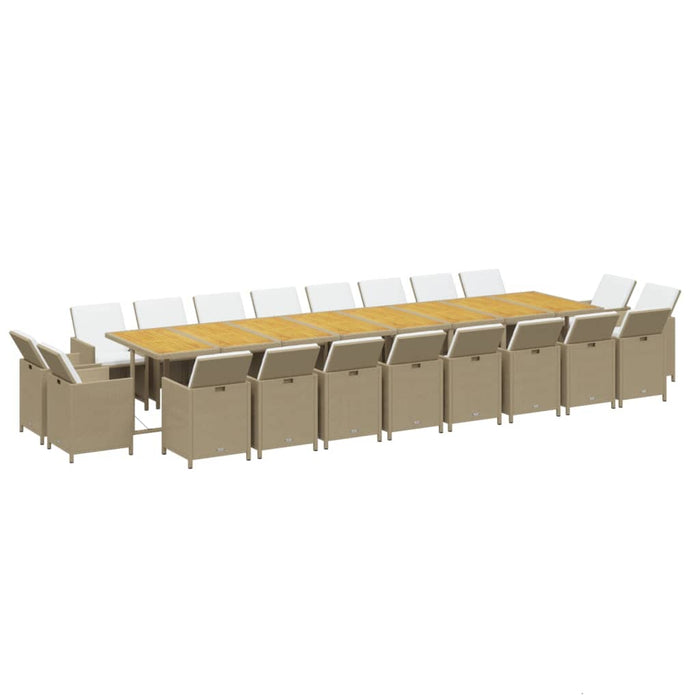 Set da Pranzo per Giardino 21pz con Cuscini in Polyrattan Beige 3095690