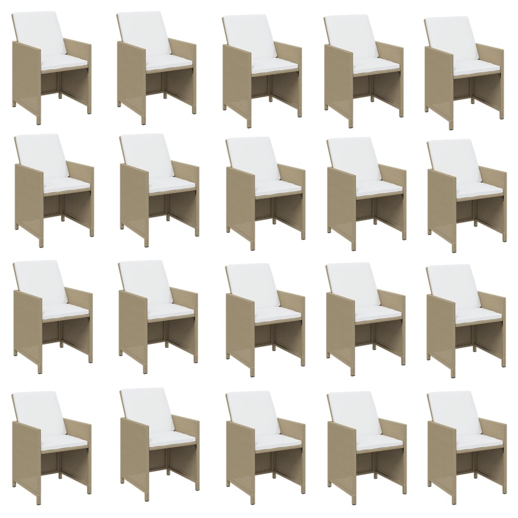 Set da Pranzo per Giardino 21pz con Cuscini in Polyrattan Beige 3095690