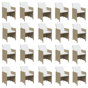 Set da Pranzo per Giardino 21pz con Cuscini in Polyrattan Beige 3095690