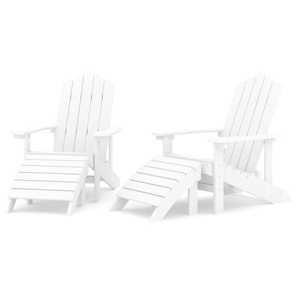 Sedie da Giardino Adirondack 2 pz con Poggiapiedi HDPE Bianco cod mxl 74454