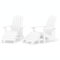 Sedie da Giardino Adirondack 2 pz con Poggiapiedi HDPE Bianco cod mxl 74454