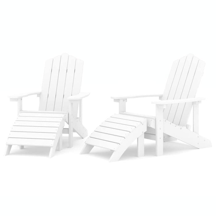 Sedie da Giardino Adirondack 2 pz con Poggiapiedi HDPE Bianco cod mxl 74454