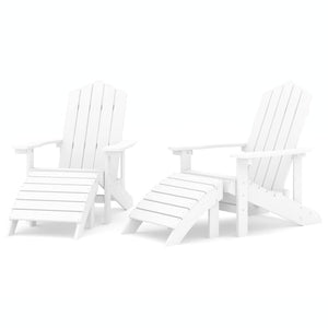 Sedie da Giardino Adirondack 2 pz con Poggiapiedi HDPE Bianco 3095696