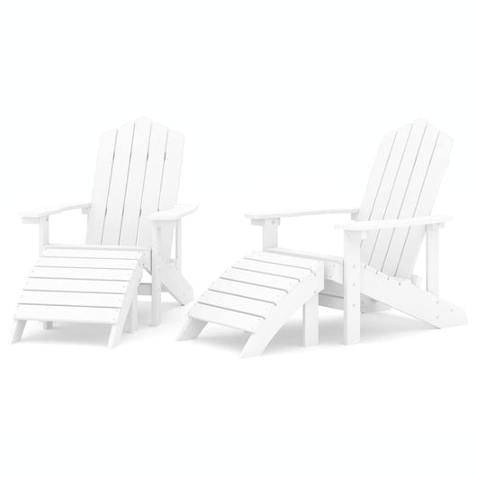 Sedie da Giardino Adirondack 2 pz con Poggiapiedi HDPE Bianco 3095696