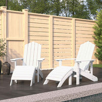 Sedie da Giardino Adirondack 2 pz con Poggiapiedi HDPE Bianco cod mxl 74454