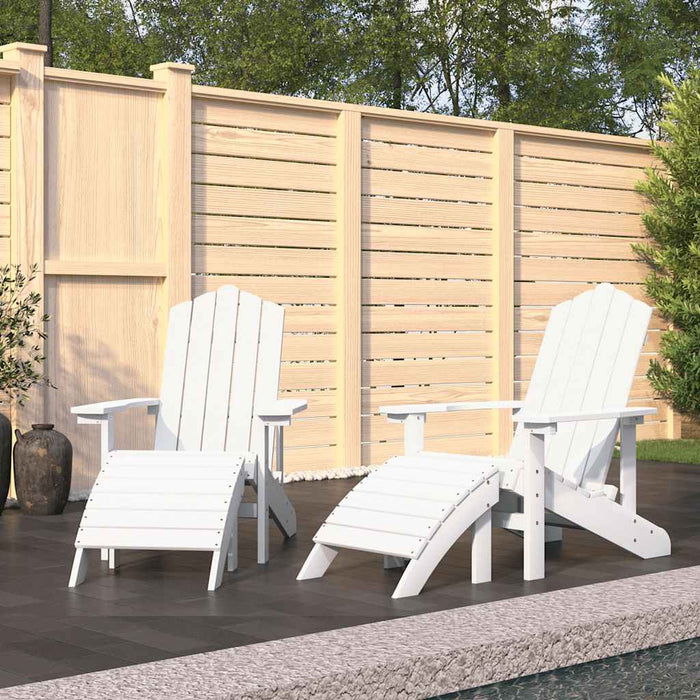 Sedie da Giardino Adirondack 2 pz con Poggiapiedi HDPE Bianco cod mxl 74454