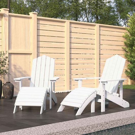 Sedie da Giardino Adirondack 2 pz con Poggiapiedi HDPE Bianco 3095696