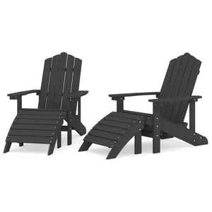 Sedie Giardino Adirondack 2 pz con Poggiapiedi HDPE Antracite 3095697