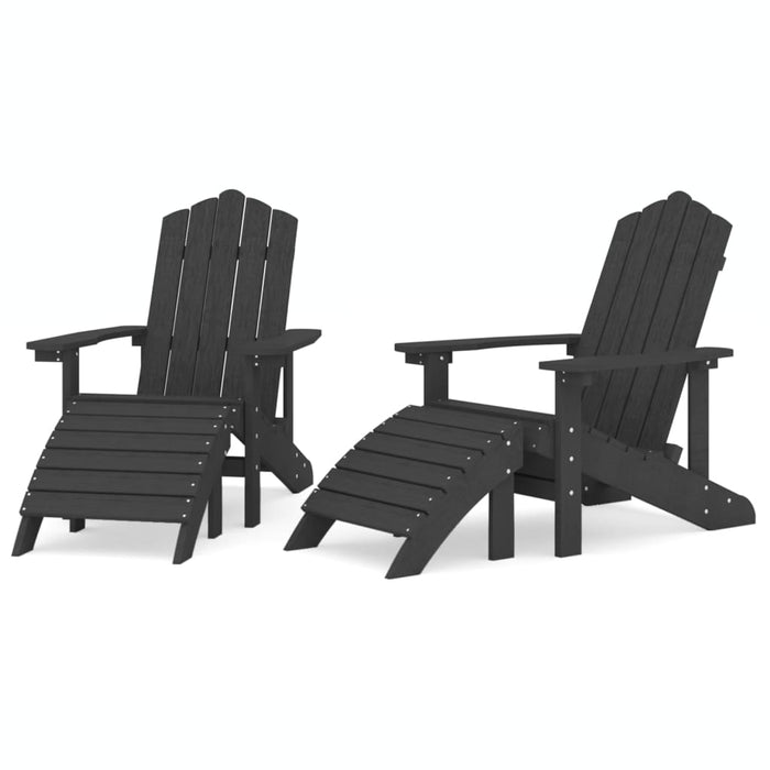 Sedie Giardino Adirondack 2 pz con Poggiapiedi HDPE Antracite 3095697