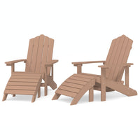Sedie da Giardino Adirondack 2 pz con Poggiapiedi HDPE Marrone 3095698