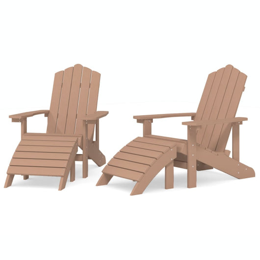 Sedie da Giardino Adirondack 2 pz con Poggiapiedi HDPE Marrone 3095698