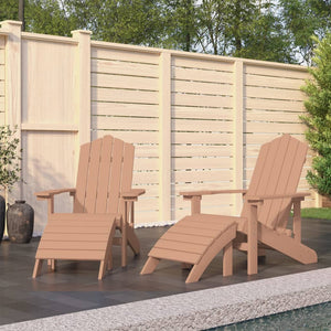 Sedie da Giardino Adirondack 2 pz con Poggiapiedi HDPE Marrone 3095698