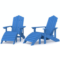 Sedie Giardino Adirondack 2 pz con Poggiapiedi HDPE Blu Acqua 3095699